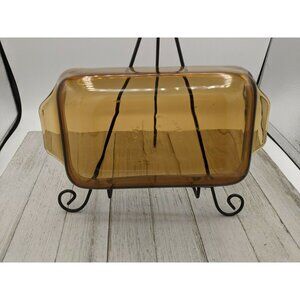 Vintage Anchor Hocking #3 Amber Glass 442 Small Glass Loaf Pan 1 1/2 Pint